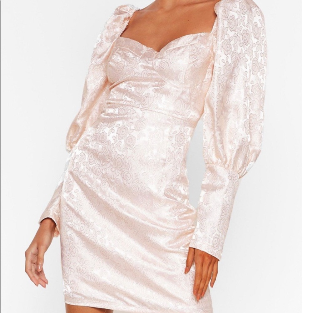 Satin creme mini dress